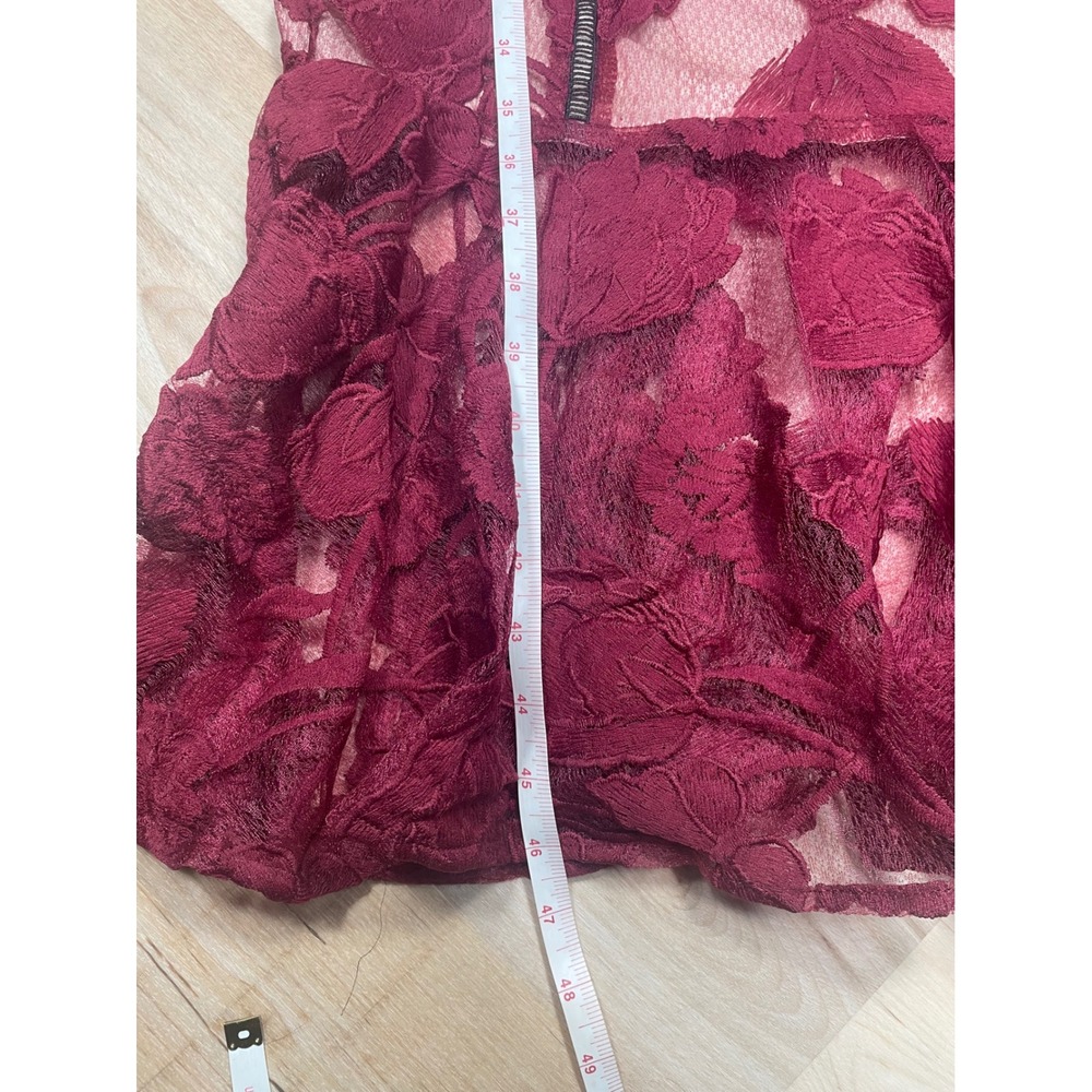 Lulus Alluring Dream Floral Mesh Lace Midi Dress Burgundy XS NWT - Picture 8 of 12